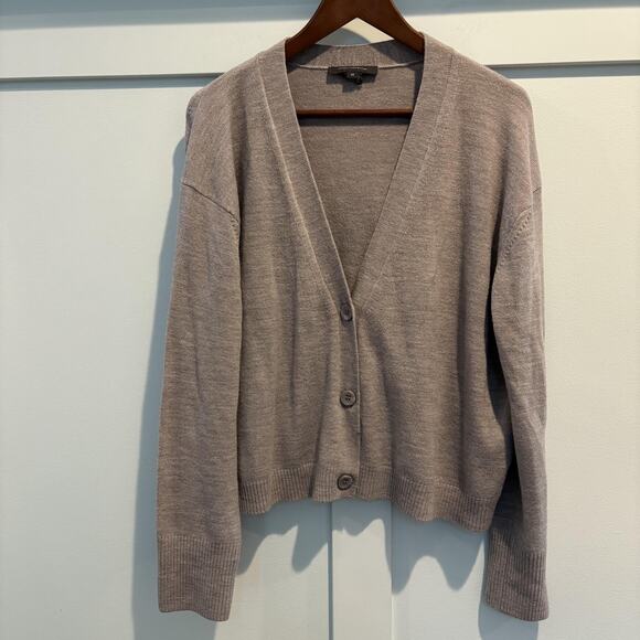French Connection Sweater Womens Medium Taupe Button Front Cardigan Long Sleeve - Picture 1 of 10